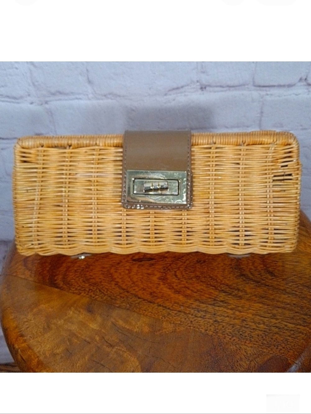 J. Crew Tan Havana Straw Weave Clutch